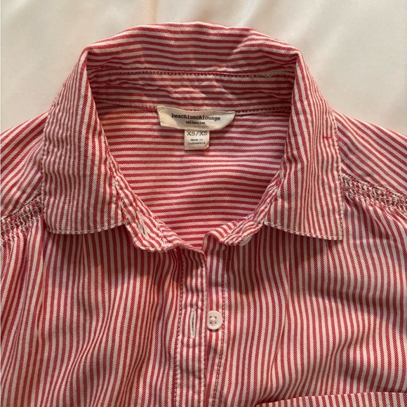 beachlunchlounge Red and White Striped Button Down Shirt - Picture 3 of 4